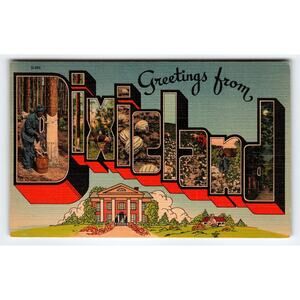 Vintage Greetings from Dixieland Large Letter Linen Postcard, 1949, Dixie